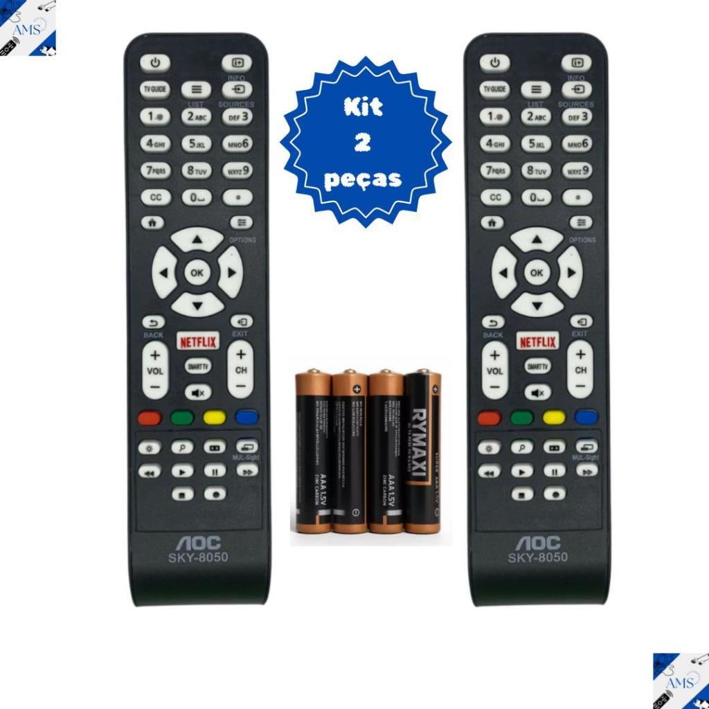 Kit 2 peças de controle remoto tv AOC Smart com tecla netflix 8050/ 7463 Envio Imediato e Rapido