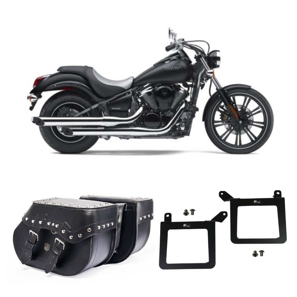 Alforge Bolsa Mala Baú Custom 30L Cravo Afastador Moto Kawasaki Vulcan 900