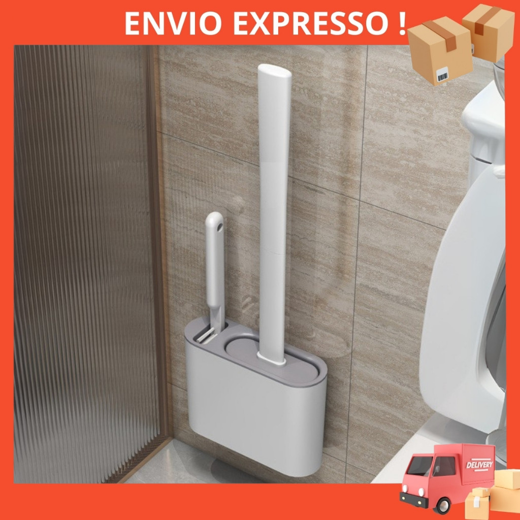 2 em 1 Escova de Silicone para Vaso Sanitário - Base de Banheiro Privada Alta Eficiência