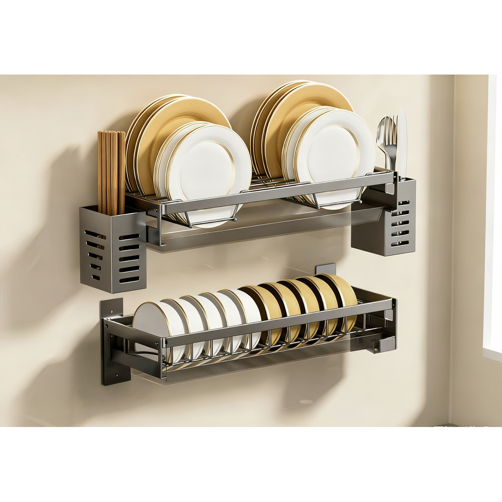 Escorredor De Louças Para Parede Em Aço Inoxidável 2 Andares em Oferta na Shopee