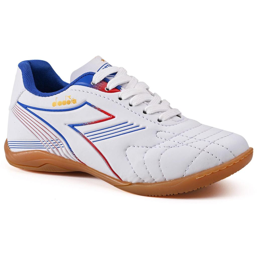 Chuteira Infantil Diadora Fortaleza EC Futsal Branco e Azul em Oferta na Shopee