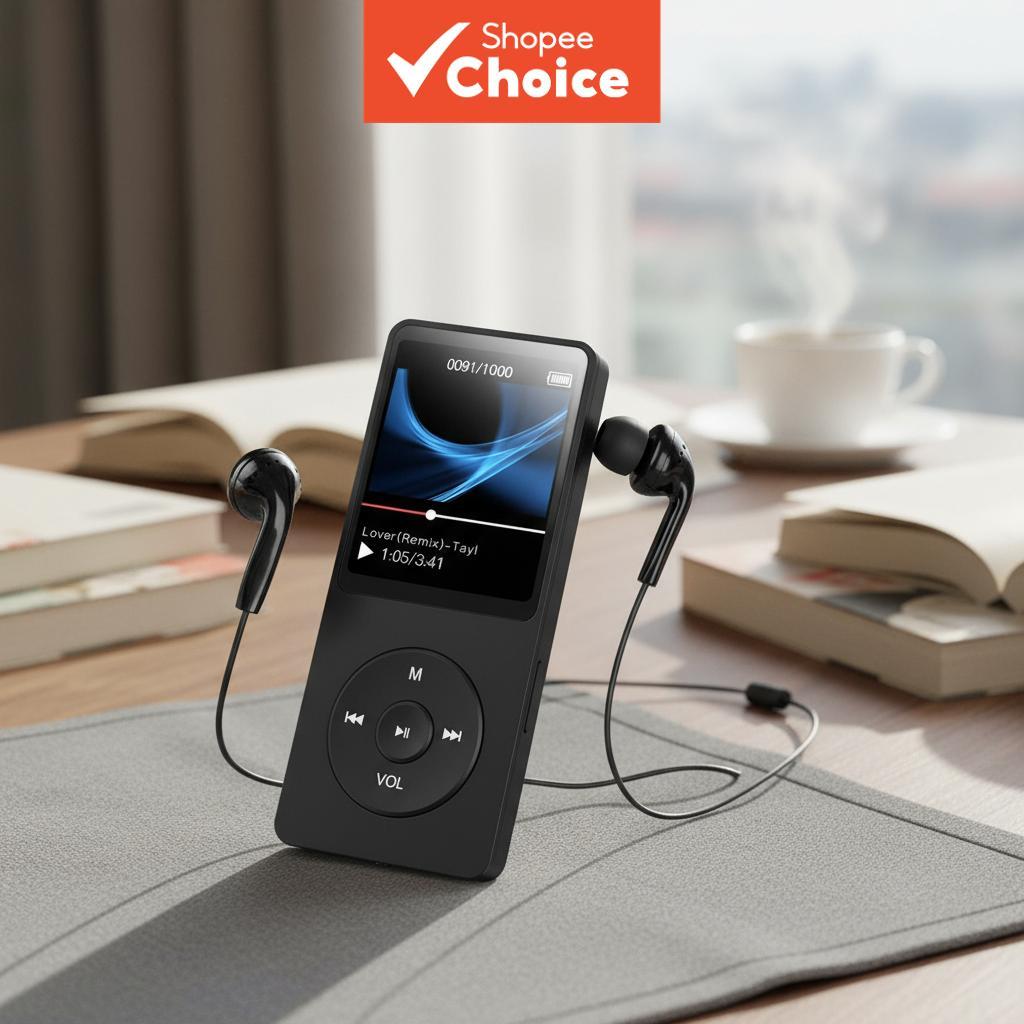  Reprodutor de MP3 Bluetooth, Portátil Walkman com 128GB, Tela Digital, Rádio FM, MP4/MP3 sem Perda de Qualidade.