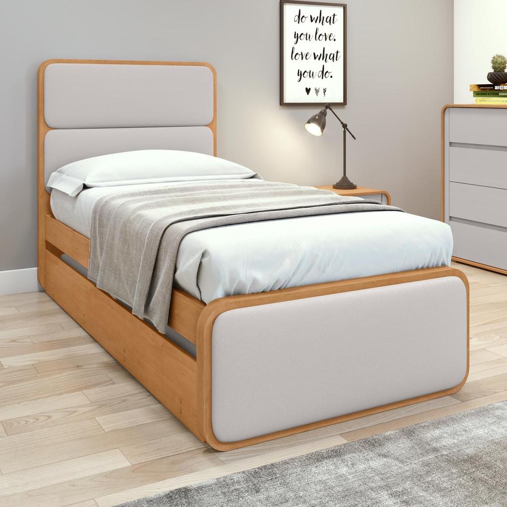 Cama Solteiro Easy Like com Cama Auxiliar Tec Corano Bege/Amêndoa Clean em Oferta na Shopee
