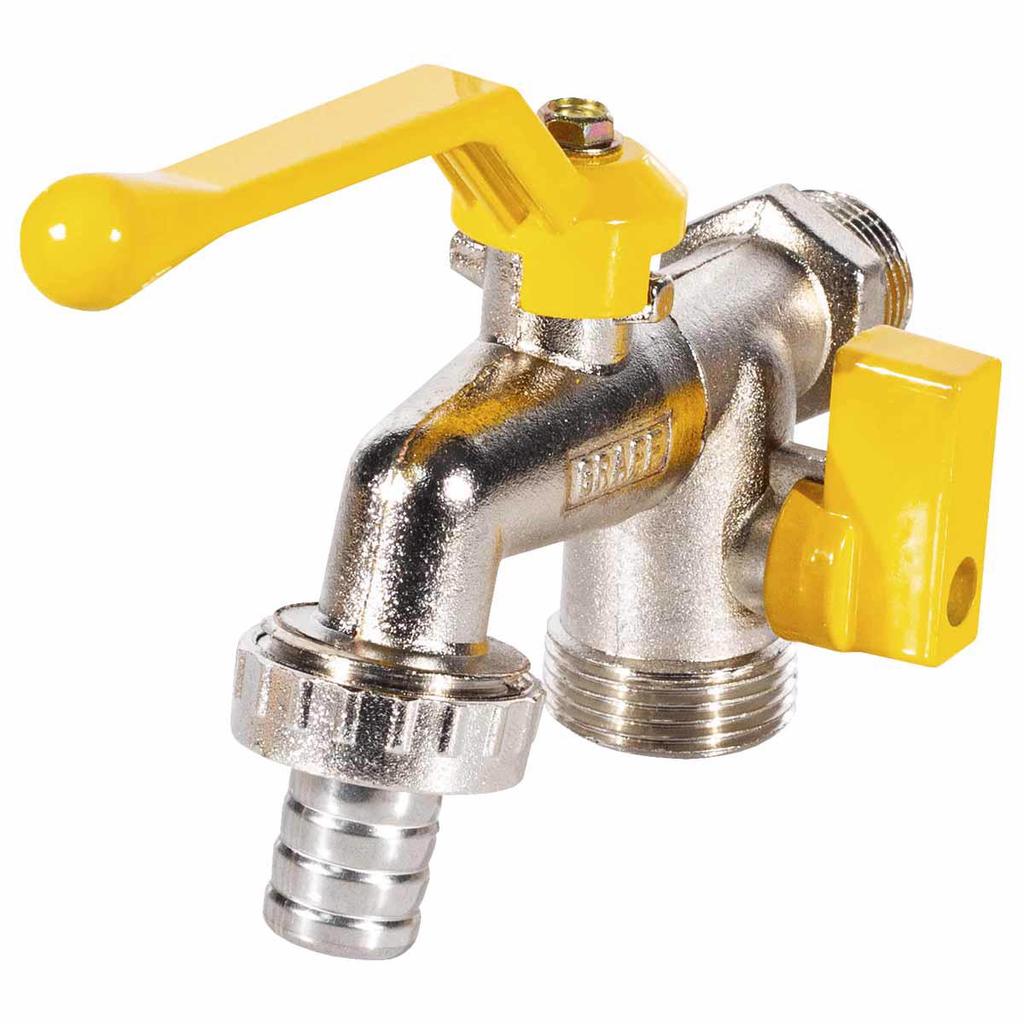 Torneira Registro Dupla Saída 1/2 x 3/4 Metal P/ Tanque Jardim (691,0001) - Graff Vantage