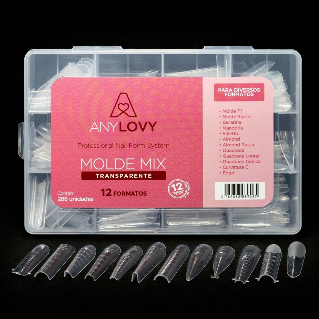 Molde Mix Anylovy 288 Unidades 12 Formatos Profissionais para Alongamento de Unhas em Oferta na Shopee