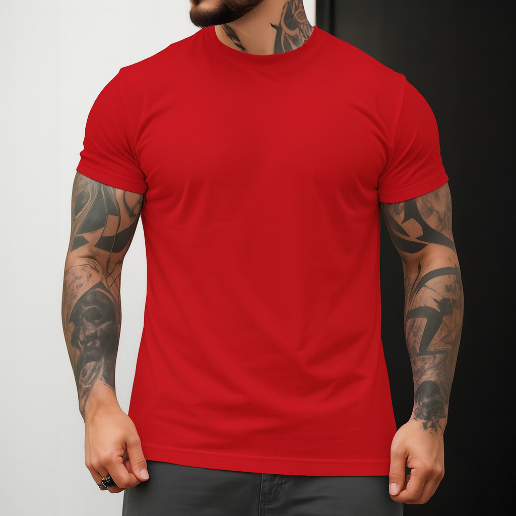 Camiseta lisa para o natal e ano novo sem estampa camisa basica masculina diversas cores Plus Size