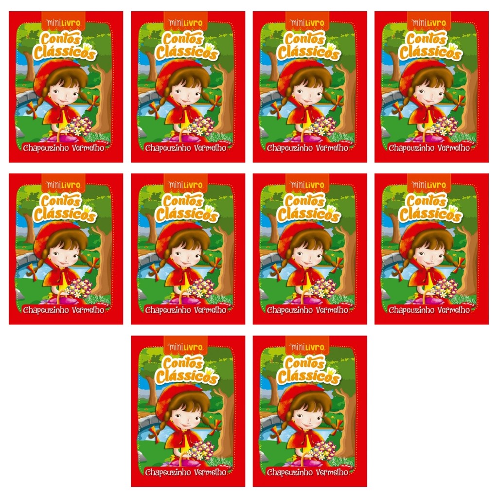 Kit 10 Mini Livros Conto Classico Infantil - Chapeuzinho vermelho - Lembrancinha