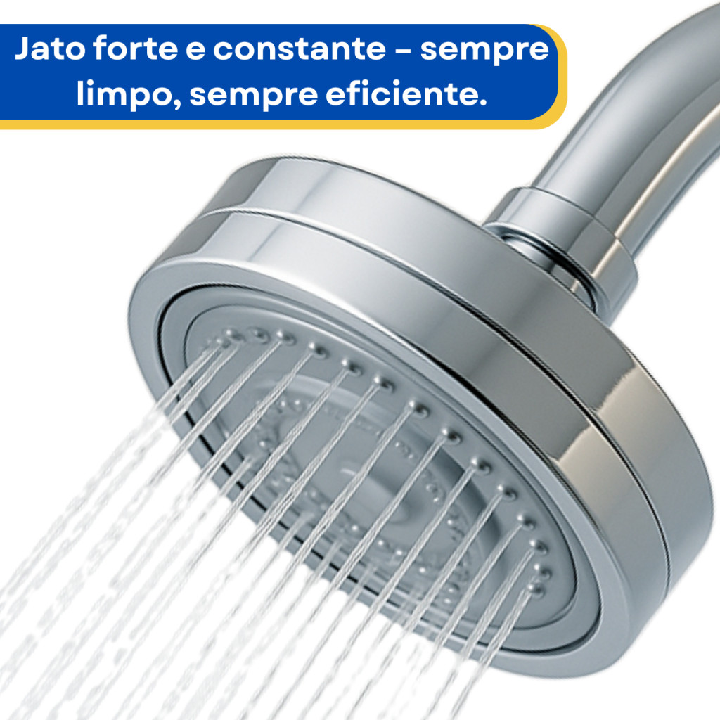 Ducha Autolimpante Articulável Redondo Cromado De Parede Para Aquecedor Solar E Gás