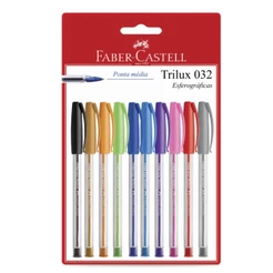 Caneta Esferográfica Faber-castell Trilux 1.0mm Com 10 Unidades