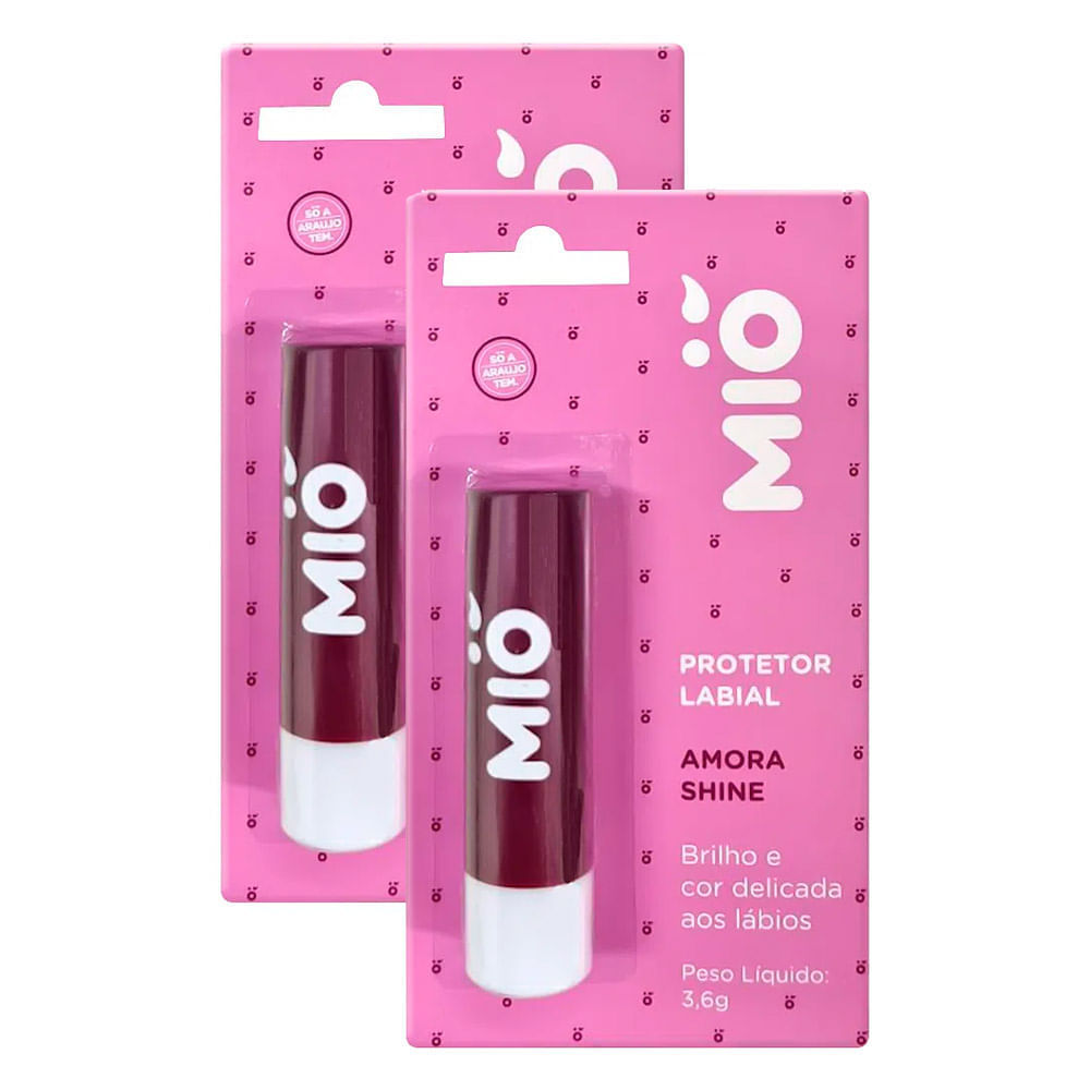 Kit 2 Protetor Labial Mió Sabor Amora Shine 3,6g em Oferta na Shopee