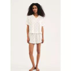 Pijama Curto Feminino Estampado Decote V