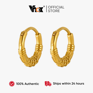 Vnox Gold Stainless Steel Gothic Geometric Hypoallergenic Huggies Hoop Earrings for Men Boy em Oferta na Shopee