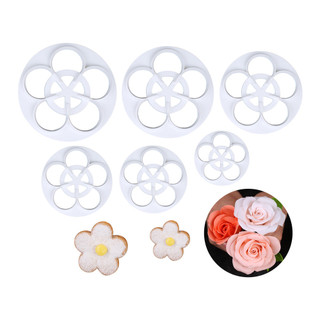 KALAIEN Conjunto de 6 Cortadores de Flores em Forma de Rosa, Cortadores de Flores de 5 Pétalas para Fondant, Flores de A