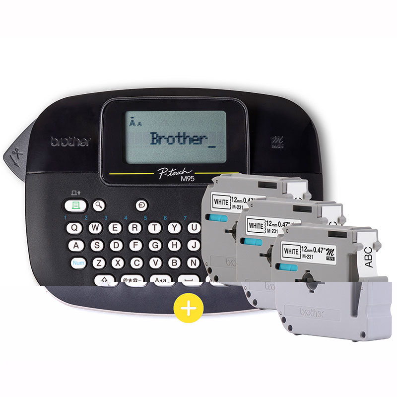 Rotulador eletrônico Preto PTM95BKBP com 3 fitas Brother