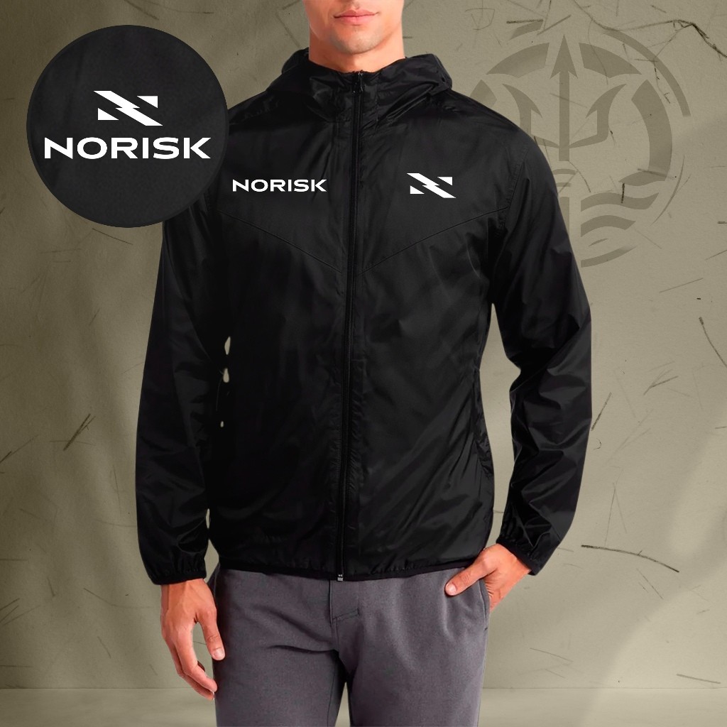 Jaqueta Corta Vento Masculina - NORISK - Com Capuz, Bolso e Zíper - Academia Corrida Esportes