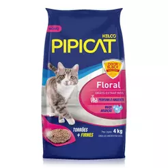 Areia Granulado Sanitário Kelco Pipicat Floral Para Gatos 4kg