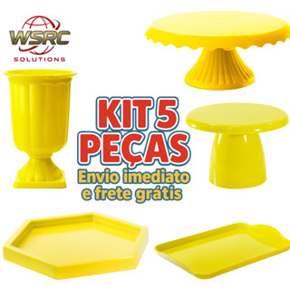 Kit Mesa Decorada Luxo 5 Peças para Festa – Suporte de Bolo, Bandejas Decorativas e Vaso Ornamental em Oferta na Shopee