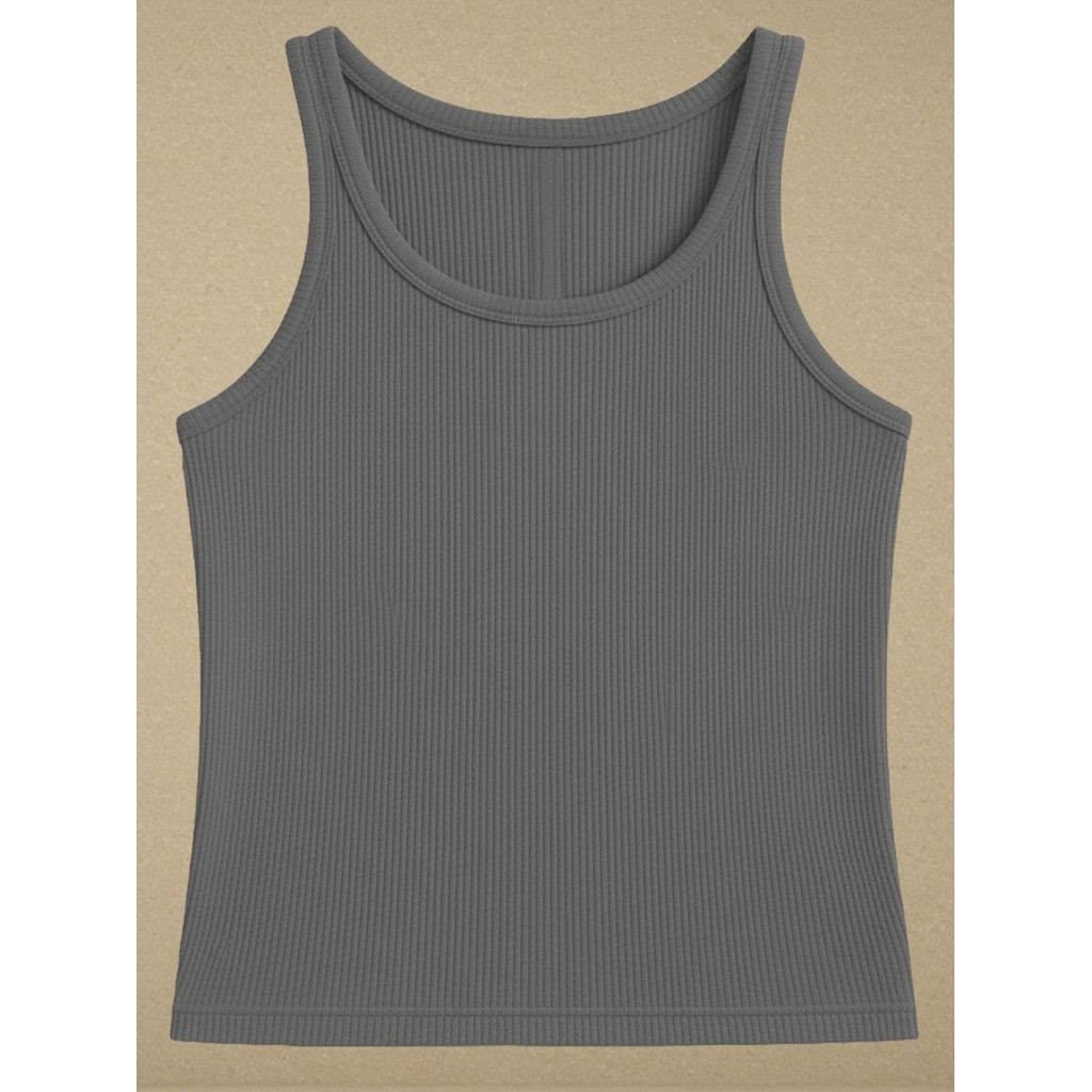 Regata Feminina Básica Modelo Americana Canelada Ribana Alça Conforto Gola Redonda Premium