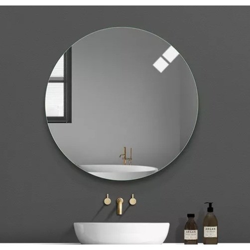 Espelho De Parede Redondo  De vidro 60 X 60 CM  Moderno Lapidado SALA ESCRITORIO HALL QUARTO Embalagem anti quebra