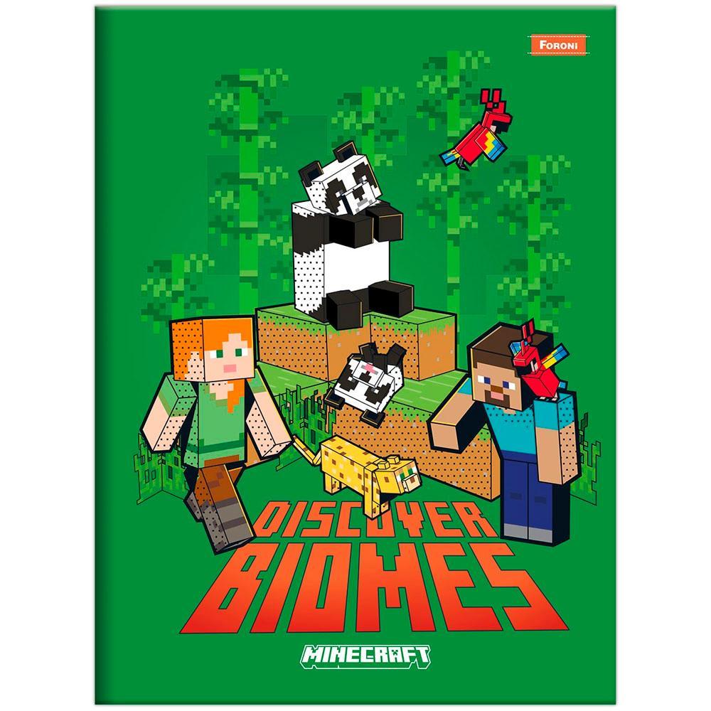 Caderno Brochurão Grande 20x27,5cm 48 Folhas Minecraft Panda Foroni