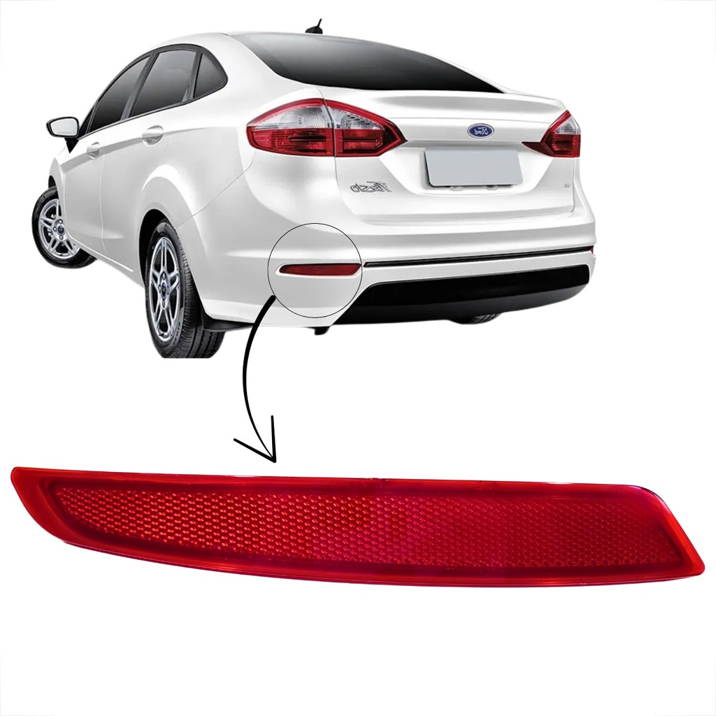 REFLETOR PARA CHOQUE FORD NEW FIESTA SEDAN 2014 2015 2016 2017 LADO DIREITO TRASEIRO