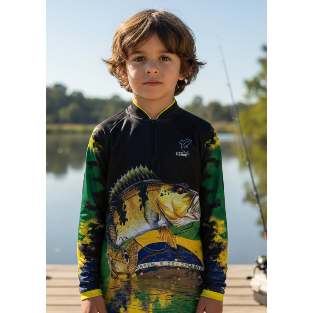 Camisa Pesca Infantil Dry Fit Proteção Uv50 Pescaria em Oferta na Shopee