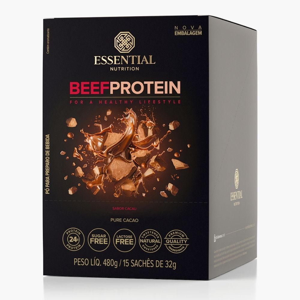Beef Protein Cacao Box com 15 Sachês de 32g -  Essential Nutrition
