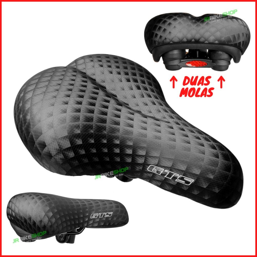 Selim Bike Confortavel Duas Molas Largo Unissex GTS - Preto