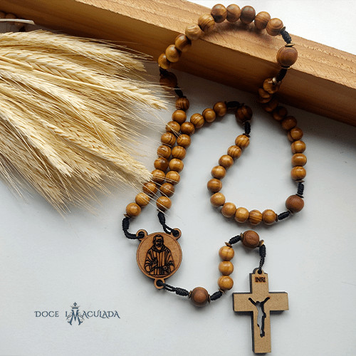 Terço de Madeira São Padre Pio de Pietrelcina