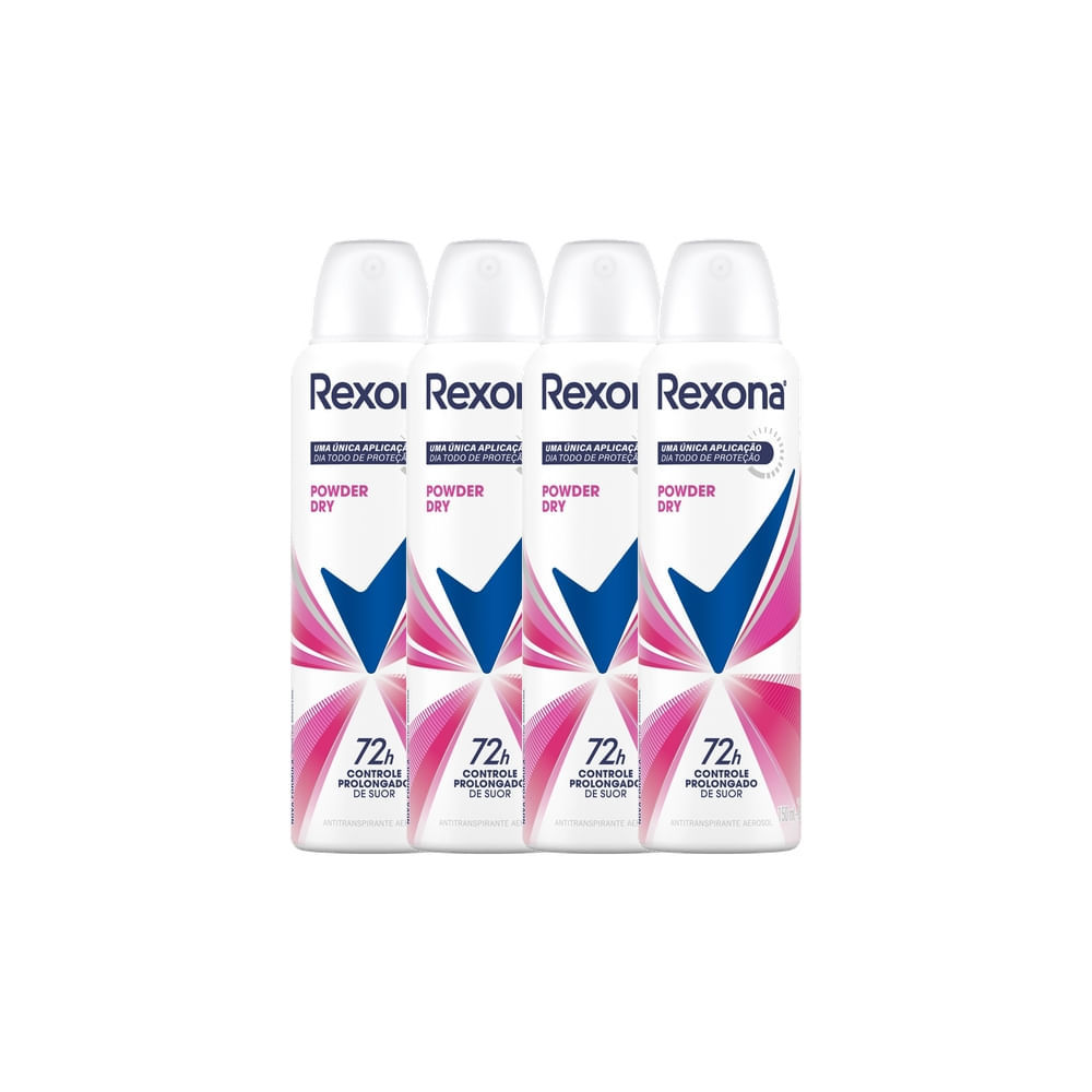 Kit 4 Desodorante Antitranspirante Aerosol Feminino Rexona Powder Dry 72 horas 150ml em Oferta na Shopee