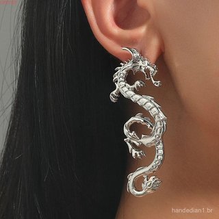 Brincos De Dragão UPSTOP , Orelha De Metal Estilo Chinês Presentes De Festa De Personalidade Dourados/Prateados Para Mul