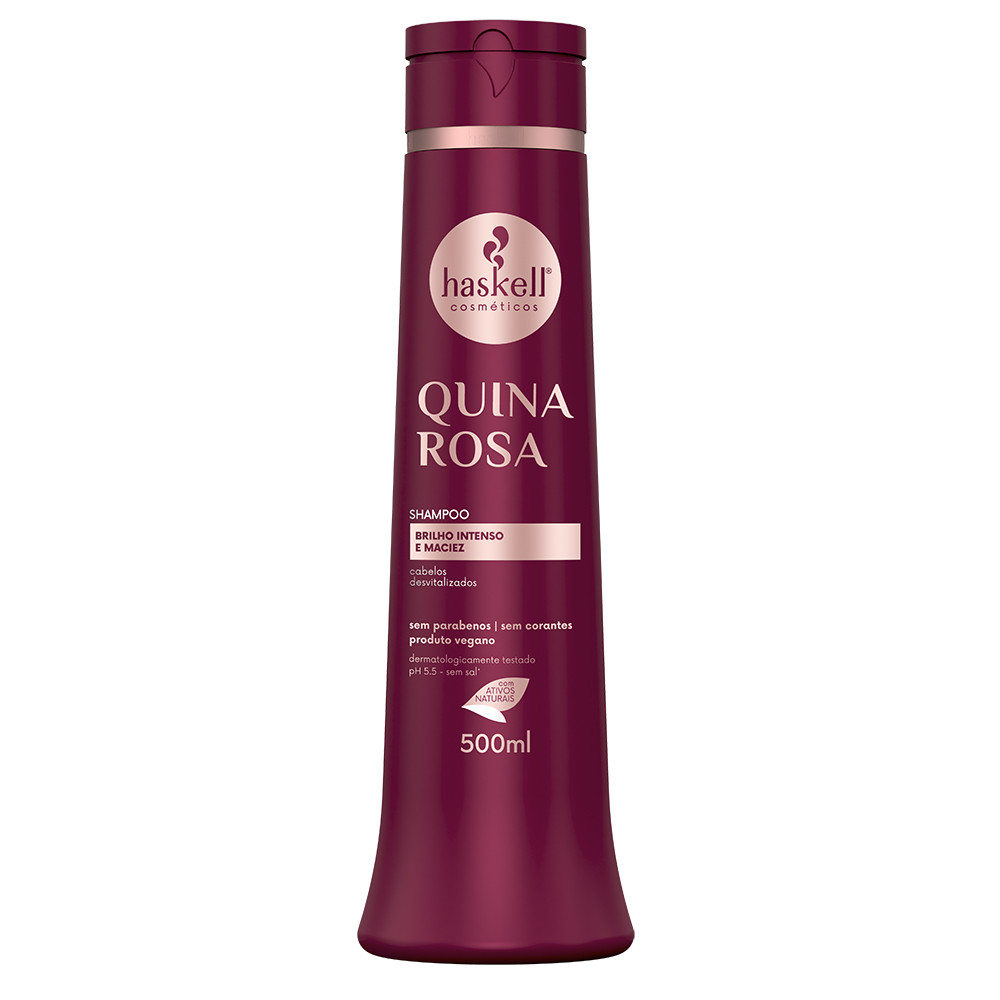 Shampoo Quina Rosa 500ml Haskell | Revitalização suave para cabelos opacos e sem vida em Oferta na Shopee