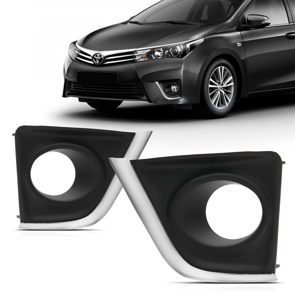 Moldura Grade Milha Corolla 2015 2016 2017 Com Furo Cromada em Oferta na Shopee