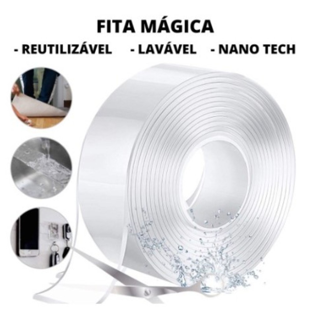 KIT 5/10/12PCS Fita Dupla Face 3M Extra Forte Transparente NanoGel Silicone Mágica Adesiva Cola na Parede Móvel Porta