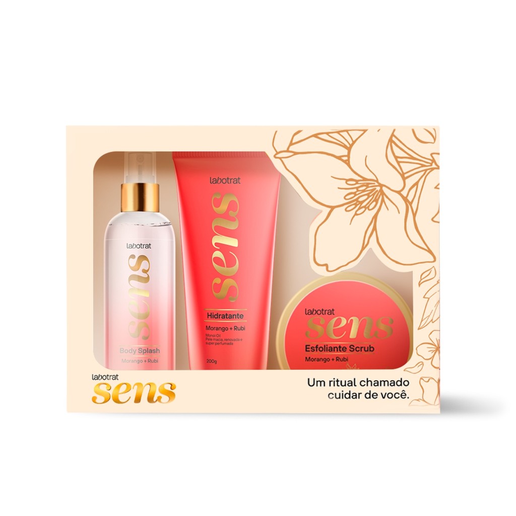 Kit Hidratante Esfoliante Perfuma Morango Rubi Labotrat Sens