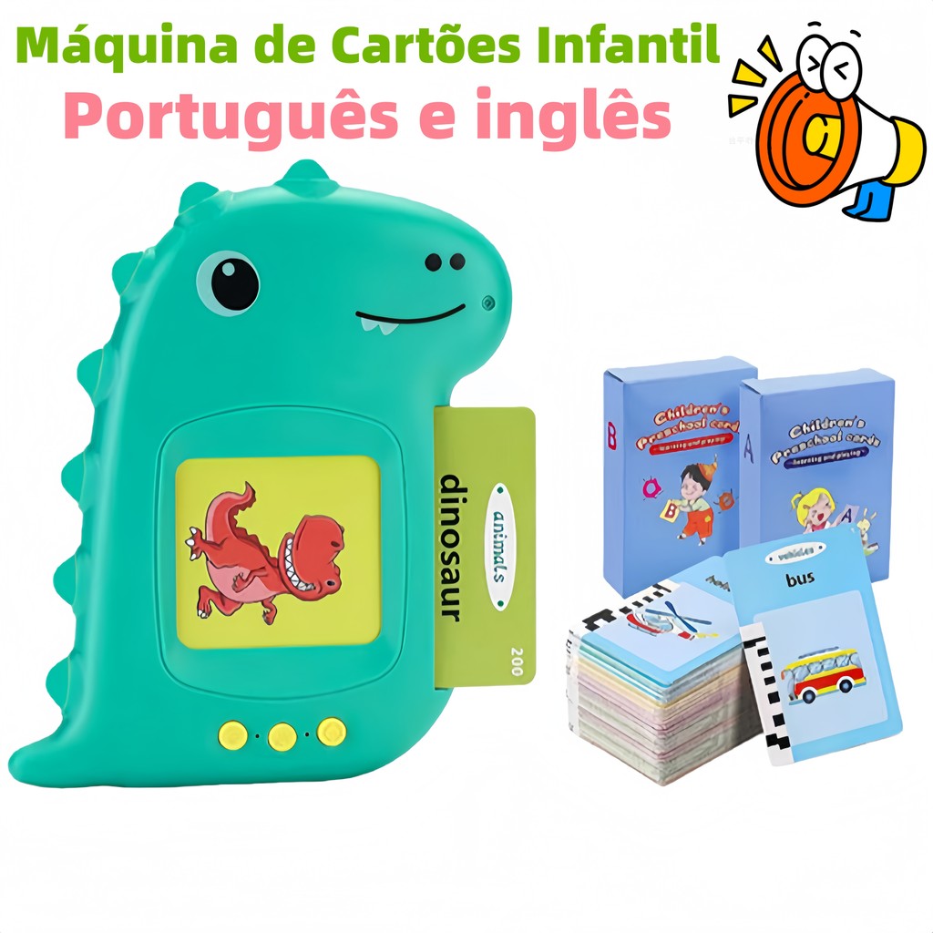 Brinquedo Pronúncia Portátil Máquina De Cartões De Aprendizagem Oral Kids Educational Toys（Português e Inglês） em Oferta na Shopee