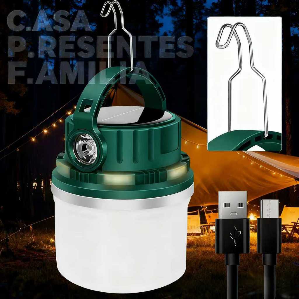 Luminária Solar/USB Recarregável 5 Modos - LED de Longa Duração para Acampamento e Pesca em Oferta na Shopee