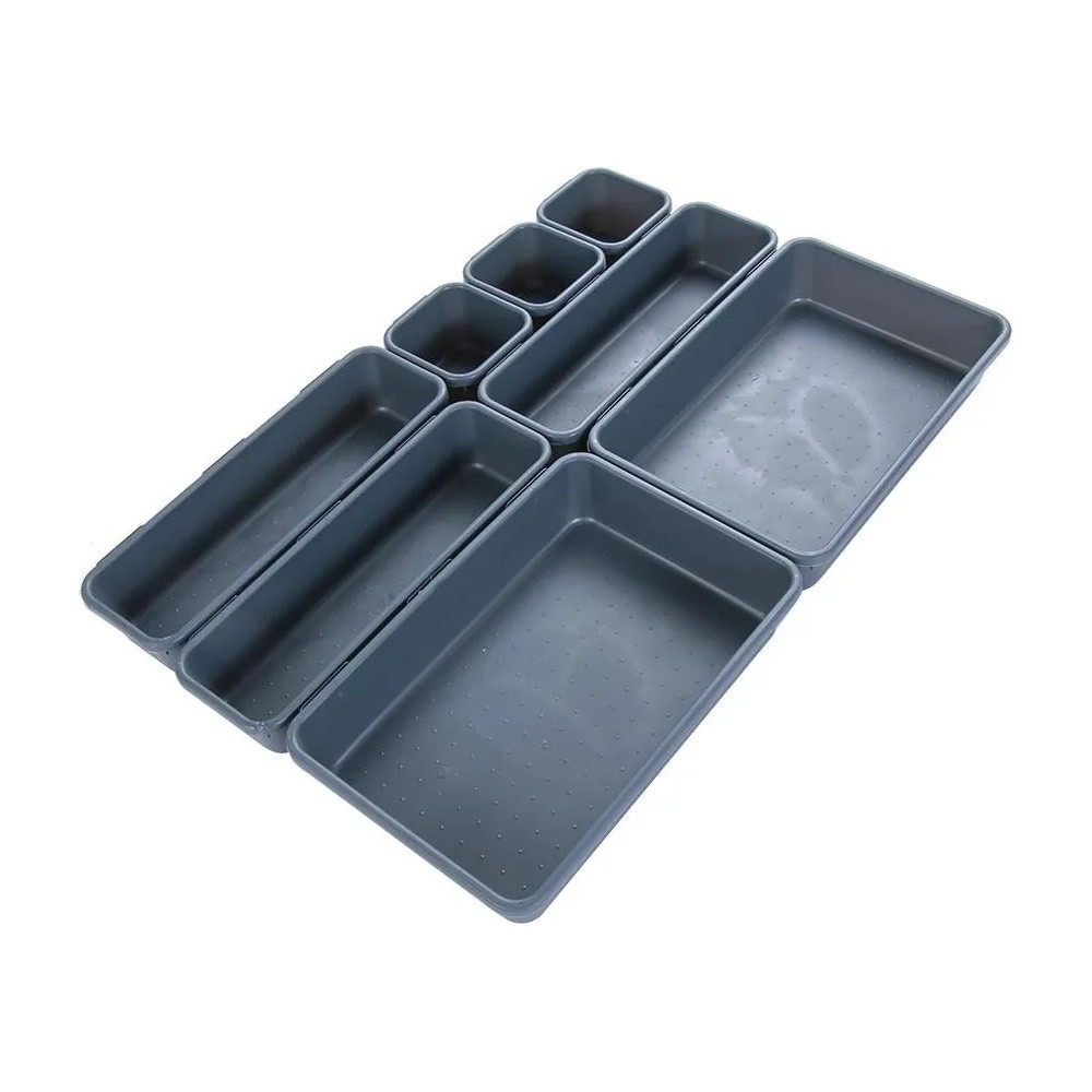 KIT ORGANIZADOR DE GAVETAS 8 PEÇAS CAIXAS MODULARES PARA COZINHA ESCRITÓRIO BANHEIRO PLÁSTICO