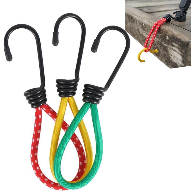 3 peças de corda elástica para tenda com gancho, corda elástica de fixação para tenda de camping, acessórios para tenda