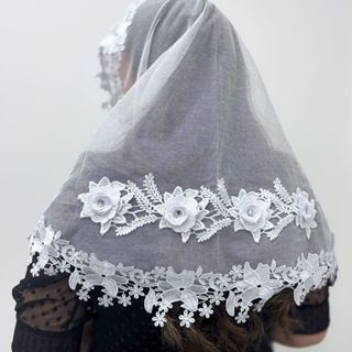 Véu Ccb Aplique Floral 3D Com Strass Adulto Congregação Cristã (Luana) em Oferta na Shopee