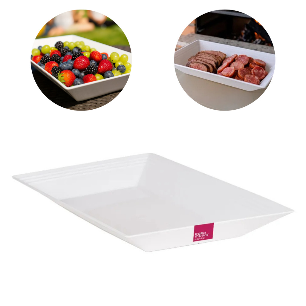 Travessa Plastica de Servir Alimentos 38cm Saladas Carnes Salgados Retangular Decoração Mesa Posta Evento Buffet Festas em Oferta na Shopee