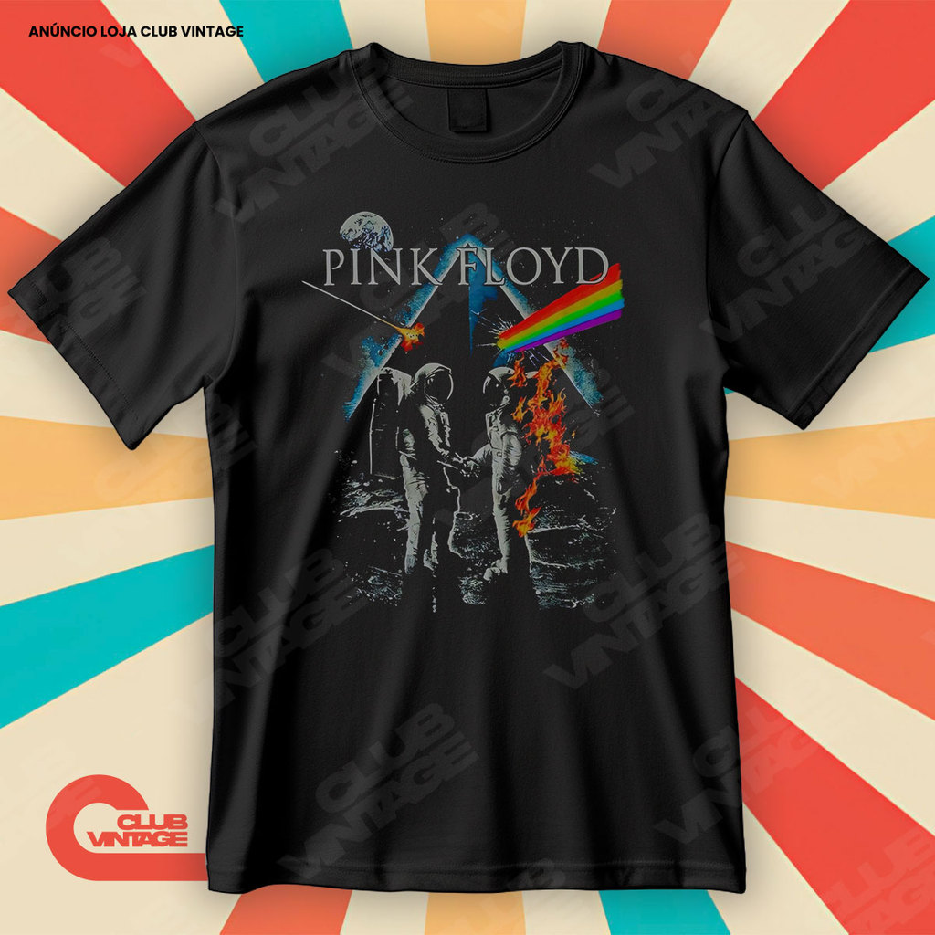 Camiseta Banda Pink Floyd Astronauta Blusa Camisa Rock 100% Algodão