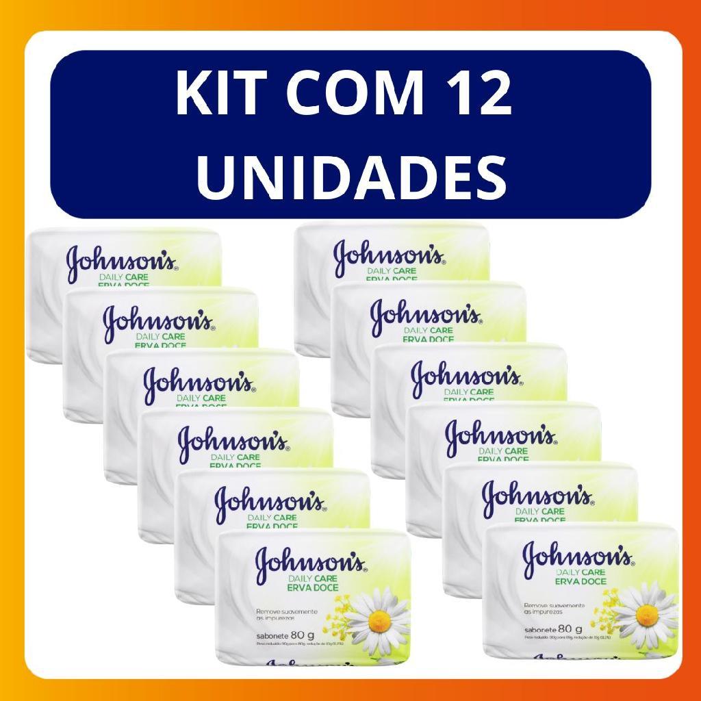 Kit C/12 Unidades Sabonete em Barra Johnson's Daily Care Erva Doce 80g em Oferta na Shopee