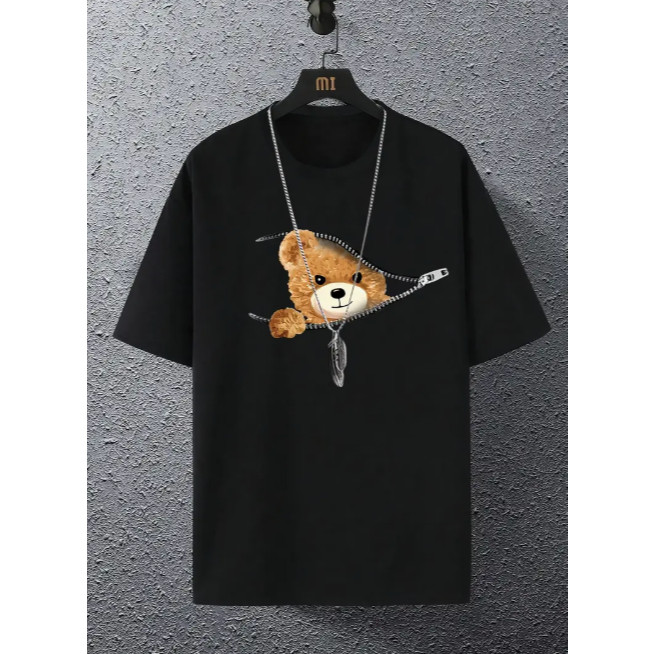 Camiseta Infantil Juvenil Urso Zipper Camisa estampada 100% algodão Para Crianças