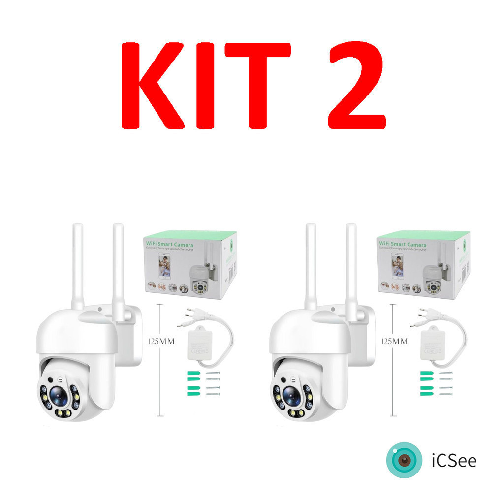 Câmeras de Segurança Wi-Fi 2.4G Inteligente ICSEE com Visão Noturna - Kit 2 su