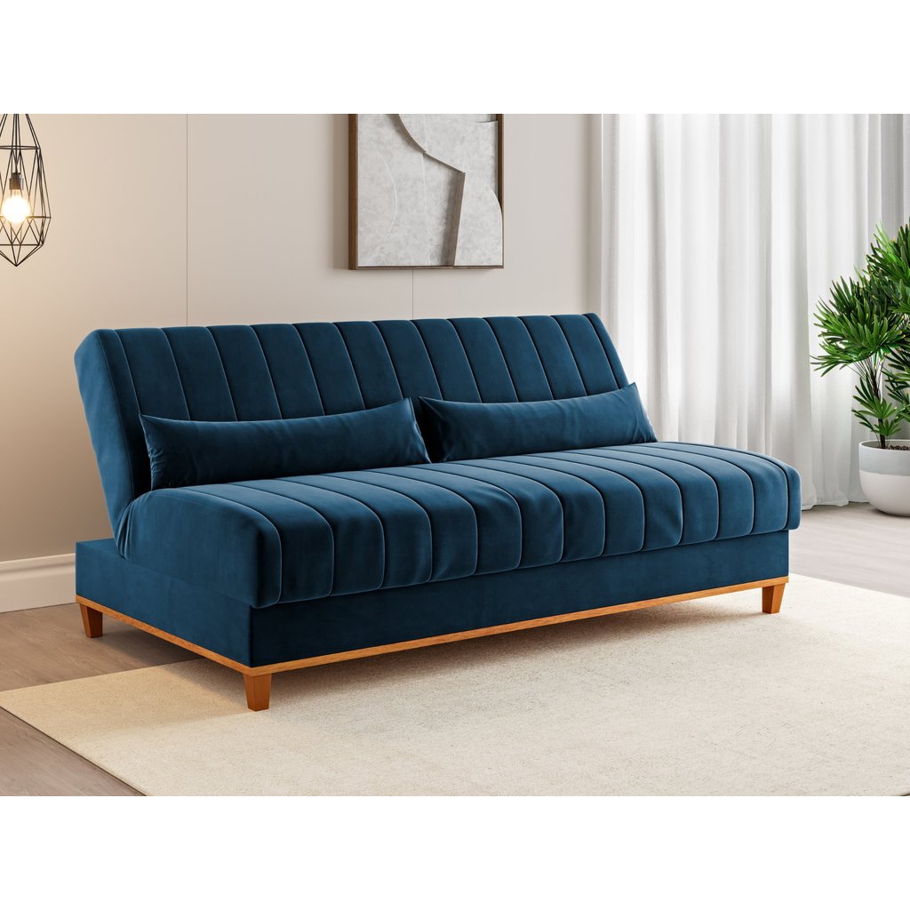 Sofá cama 3 lugares 1,80m Veludo Colors Azul em Oferta na Shopee