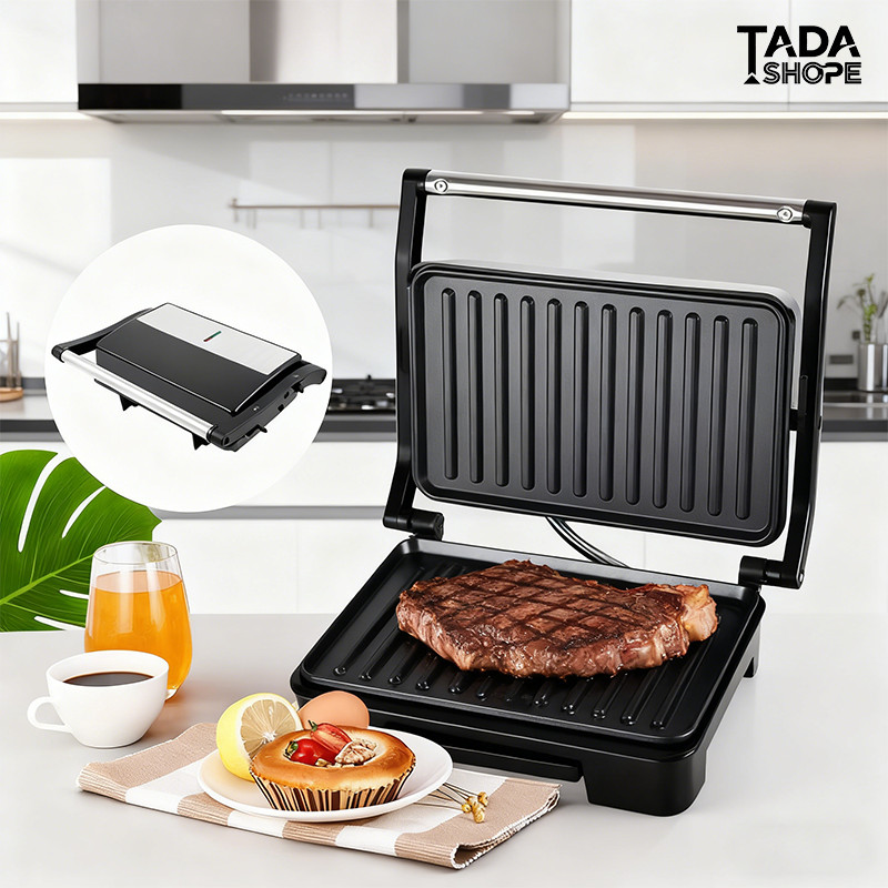 110V 1000W Sanduicheira Chapa Grill Elétrica Hamburgueira Churrasqueira Inox Hambúrguer Antiaderente TADA