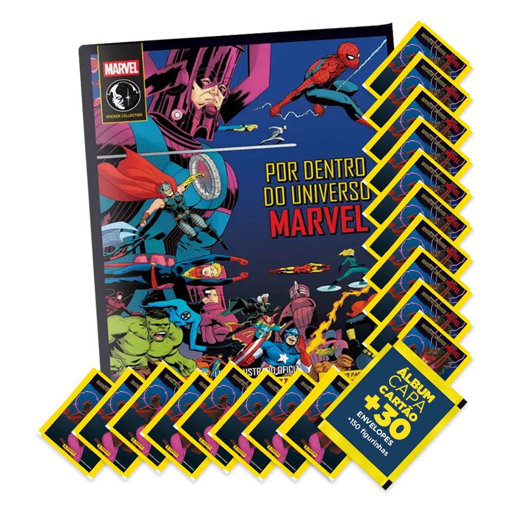 Marvel Comics - Álbum Capa Cartão + 30 Envelopes (150 Figurinhas) - Novo em Oferta na Shopee