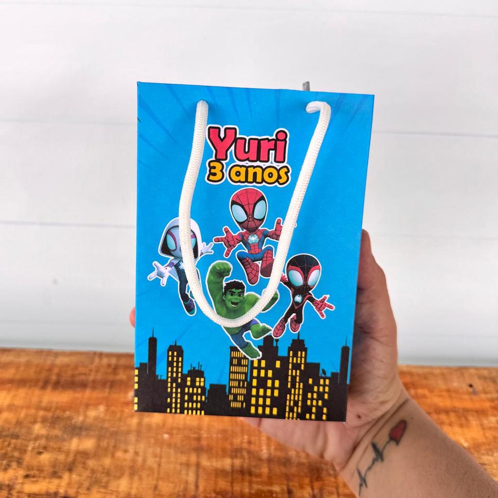 Sacolinha Personalizada Spidey e Seus Amigos Espetaculares | Pegue e Monte | Lembrancinhas | Festa | Aniversário