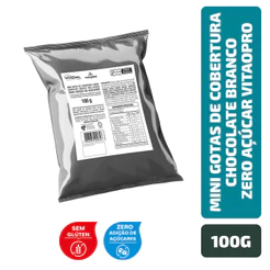 Mini Gotas de Cobertura sabor Chocolate Branco Zero Açúcar VitaoPRO 100g